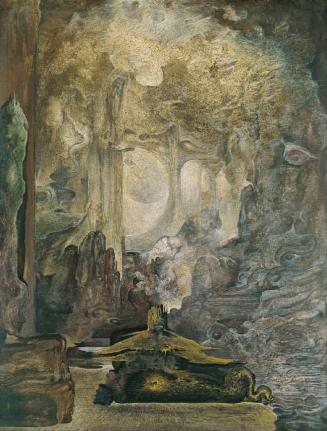 Die Grotte des Osiris, 1971, Öl auf Karton, 70 × 90 cm