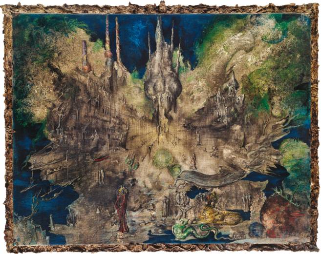 Osiris zwischen Horus und Isis, 1972, Öl auf Leinwand, 70 × 90 cm