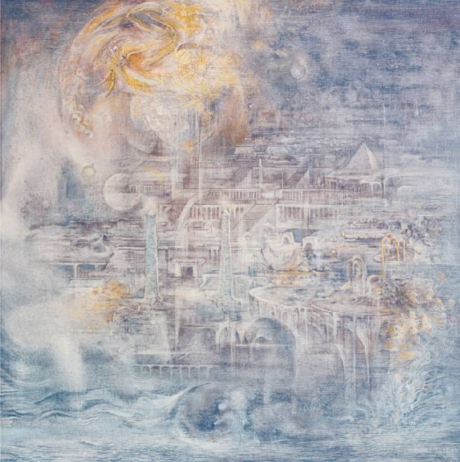 Die Himmlische Stadt, 1975, Öl auf Leinwand, 70 × 70 cm