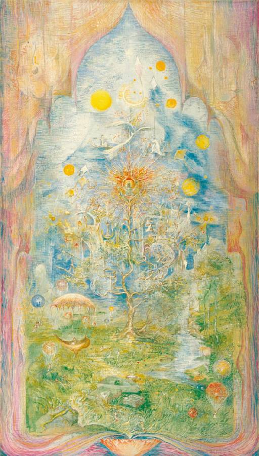 Das Mysterium des Rosenkreuzes, 1976, Öl auf Leinwand, 70 × 160 cm