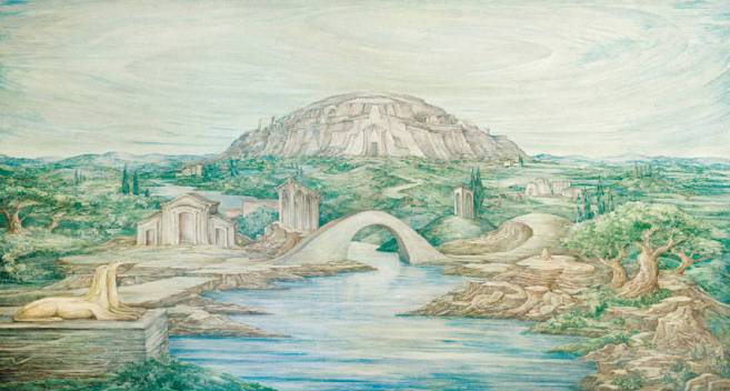 Land der Greife, 1982, Öl auf Leinwand, 135 × 255 cm