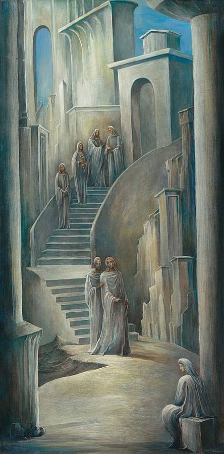 Die Treppe, 1998, Öl auf Leinwand, 92 × 46 cm