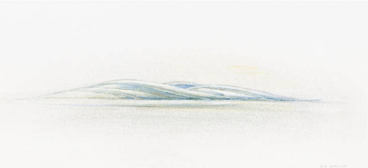 Faltenlandschaft, 1991, Aquarell, 10 × 20 cm