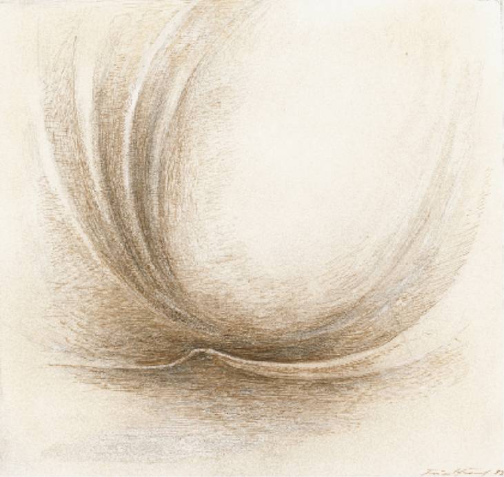 Raumblock, 1993, Sepiazeichnung, 14 × 15 cm