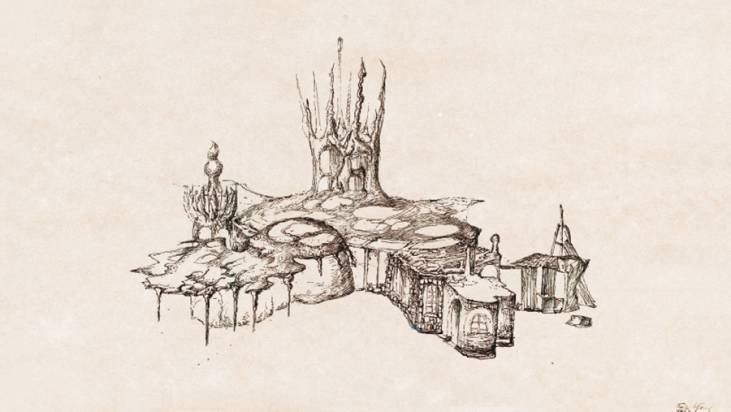 Hausentwurf Rückansicht, 1973, Federzeichnung, 17 × 29 cm