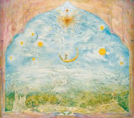 Das Mysterium des Rosenkreuzes, 1976, Öl auf Leinwand, 70 × 160 cm